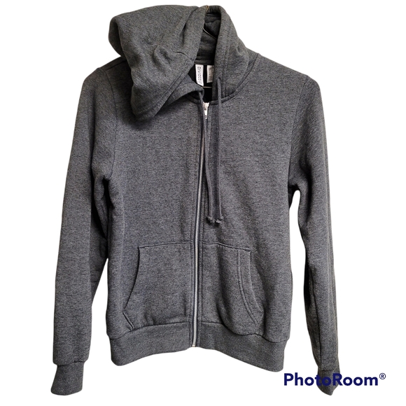 Divided Tops - Charcoal gray zip up hoodie with drawstring